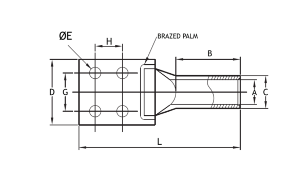 Compression Cable Lugs Brazed Palm Transformer